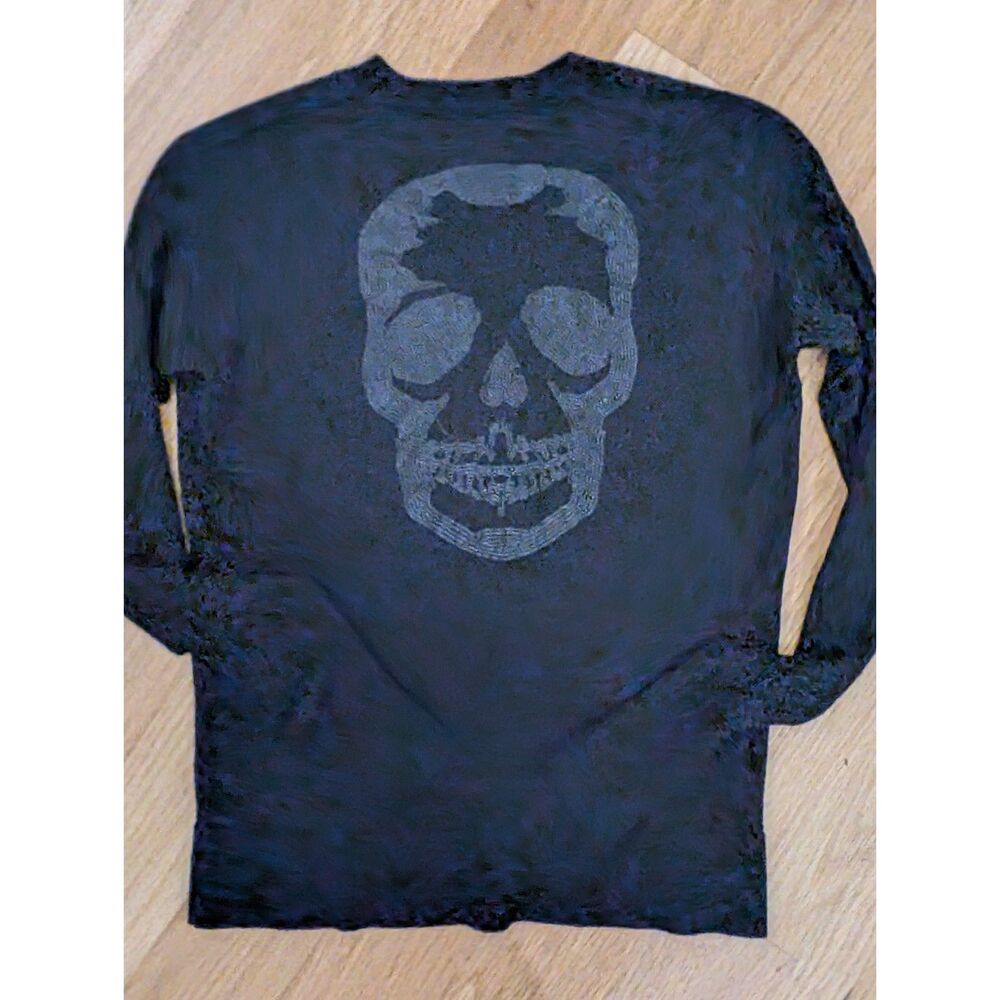 Zadig Voltaire Black Wool Rhinestone Skull V-Neck Sweater Sz XS